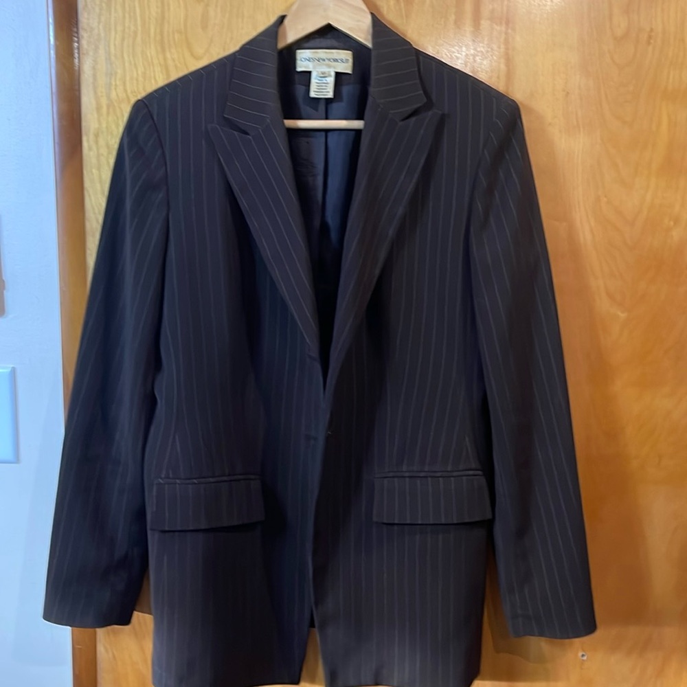 JNY dark brown pinstriped blazer 10